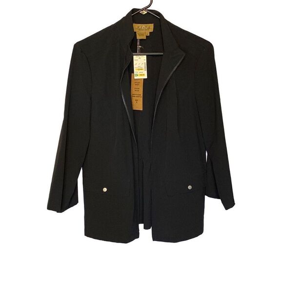 New Peck & Peck Size Medium Lightweight Zippered Jacket with Roll Up Snap Sleeve - Picture 1 of 16